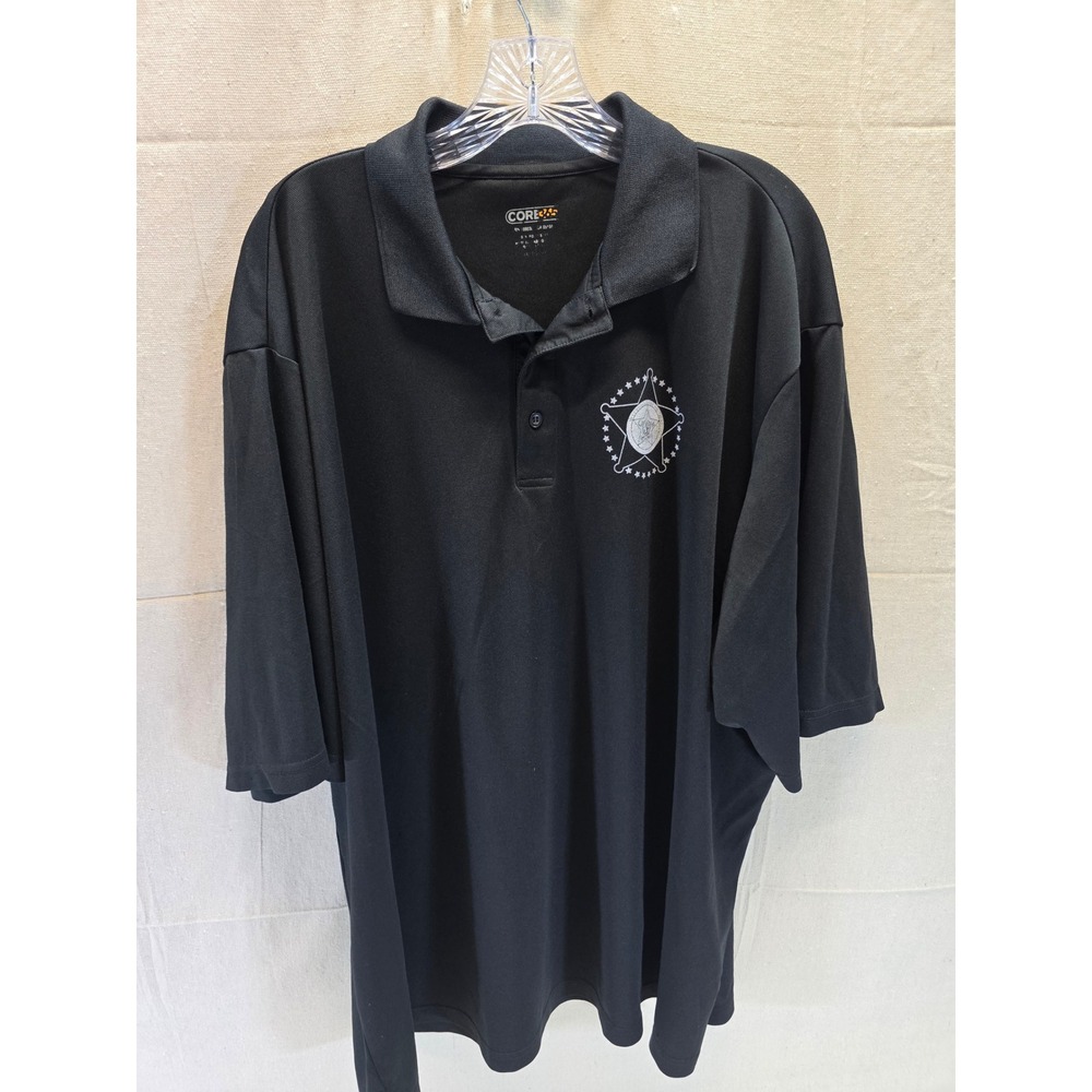 Core 365 Mens Black Performance‎ Polo Shirt Star Emblem Logo Size 5XL 2249